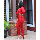 Women's spring and autumn new women's wrapped chest long-sleeved tight sexy tassel suit