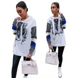 Fashion sweet sequins love eyes tiger head letters long-sleeved shirt