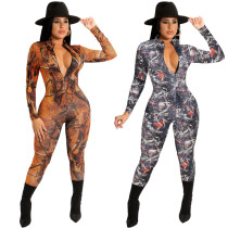 Women's 2021 Fall Skinny Sexy Printed Jumpsuit