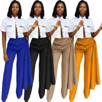 New casual fashion beltless straight mid-waist pants