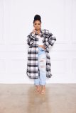 Casual fashion classic plaid single-breasted long woolen coat jacket