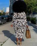 Women's Fashion Printed Plus Size Long Sleeve Round Neck Dress
