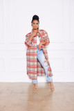 Casual fashion classic plaid single-breasted long woolen coat jacket
