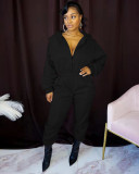 New casual solid color thick velvet loose jumpsuit