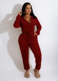 Autumn and winter plus velvet hooded sweater sports casual jumpsuit women