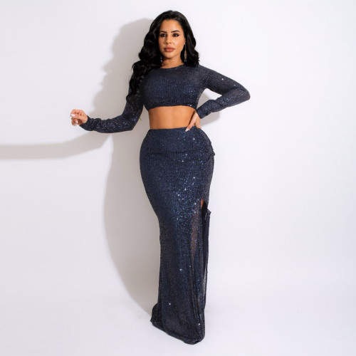 New hot sale sequin sexy fashion two-piece women's suit