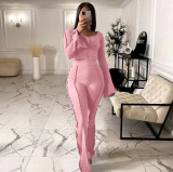 Women's sexy solid color pit strip horn two-piece suit