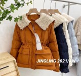 Korean version of the navy fur collar down jacket women's 2021 new winter thick and warm design feels thin bread jacket