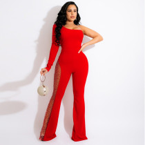 Sexy personality one-shoulder one-sleeve hot diamond jumpsuit