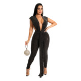 Sequin tight-fitting lace-up fashion sexy women's jumpsuit