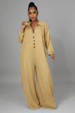 New women's fashion stitching casual loose wide-leg jumpsuit