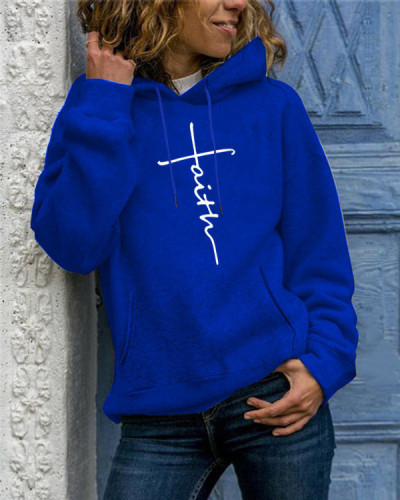 Personalized DIY Hooded Solid Color Double Pocket Printed Sweatshirt