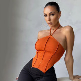 Spring and summer sexy inner wear solid color hanging neck sling street fashion temperament strap small vest