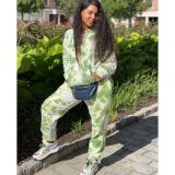Women's fashion casual sweater printed hooded suit