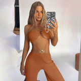 Autumn and winter new tube top sexy hollow suit sports yoga leisure suit