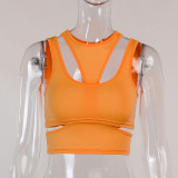 Women's blouse sexy sleeveless hollow front and back reversible sports vest