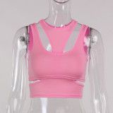 Women's blouse sexy sleeveless hollow front and back reversible sports vest