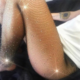 Women's new see-through mesh and diamond-studded trousers foot socks