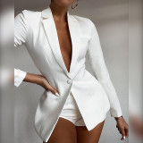 New women's fashion lapel long-sleeved mid-length casual temperament small suit women