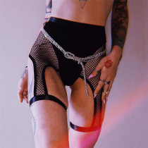 Women's new style mesh stitching hollow sexy high waist leggings