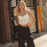 New hollow sexy lace pleated tube top strap