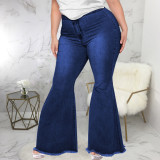 Fashion slim wide-leg plus size fat MM flared jeans