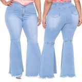 Fashion slim wide-leg plus size fat MM flared jeans