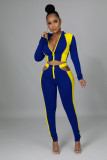 New women's clothing stitching two-color two-way zipper night luminous line two-piece suit