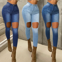 Plus size women's high-waisted butt-up jeans for women