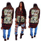 Women's short front and back long plaid shirt top