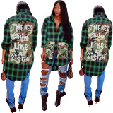 Women's short front and back long plaid shirt top