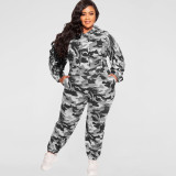 New style camouflage loose fashion casual two-piece suit plus size women's suit