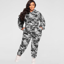 New style camouflage loose fashion casual two-piece suit plus size women's suit