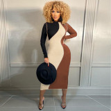 Women's spring new style stitching contrast color fashion tight-fitting plus size dress