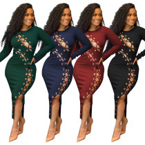 Hollow hollow straps fashion sexy tight-fitting women's dress