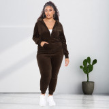 New product gold velvet hooded sweater plus size fashion casual suit