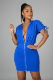 Summer fashion new casual solid color bandage hooded dress