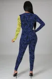 New letter print V-neck belt jumpsuit
