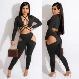New product women's double-sided brushed fabric, top and tie, bottom pleated hollow suit