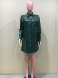 New European and American women's PU leather dress