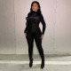 New Long Sleeve Printed Slim Fit Hip Lift Sports Jumpsuit
