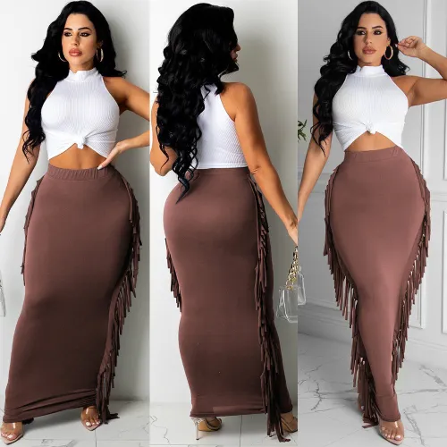 pencil fringed skirt