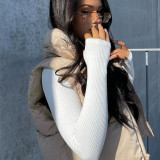Autumn and winter warm stand-up collar zipper cotton-filled women's vest