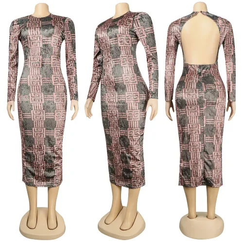 Sexy Slim Fit Striped Print Maxi Dress
