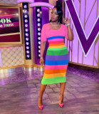 Women's Sexy Fashion Skinny Rainbow Print Women's Dress