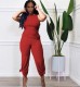 Women's all-match solid color vest flared pants two-piece set