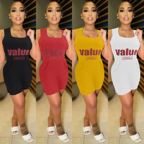Positioned Offset Lettering High Waist Panel Solid Sleeveless Oversized Jumpsuit (Double Pockets)