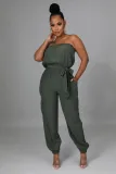 Fashion Wrap Chest Belt Solid Color Jumpsuit