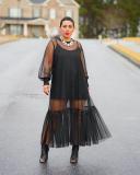 women's suspender skirt mesh skirt solid color two-piece set