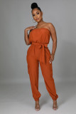 Fashion Wrap Chest Belt Solid Color Jumpsuit